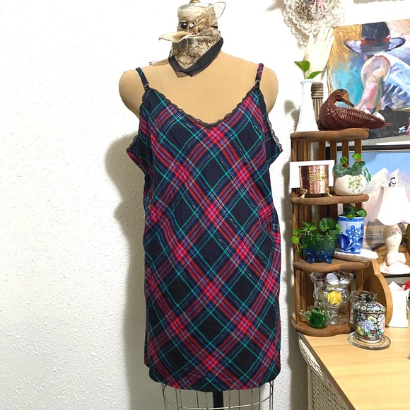 Victoria's Secret Other - NWT Victoria's Secret Slip Dress Holiday Plaid Women XXL Plaid Lurex Multicolor